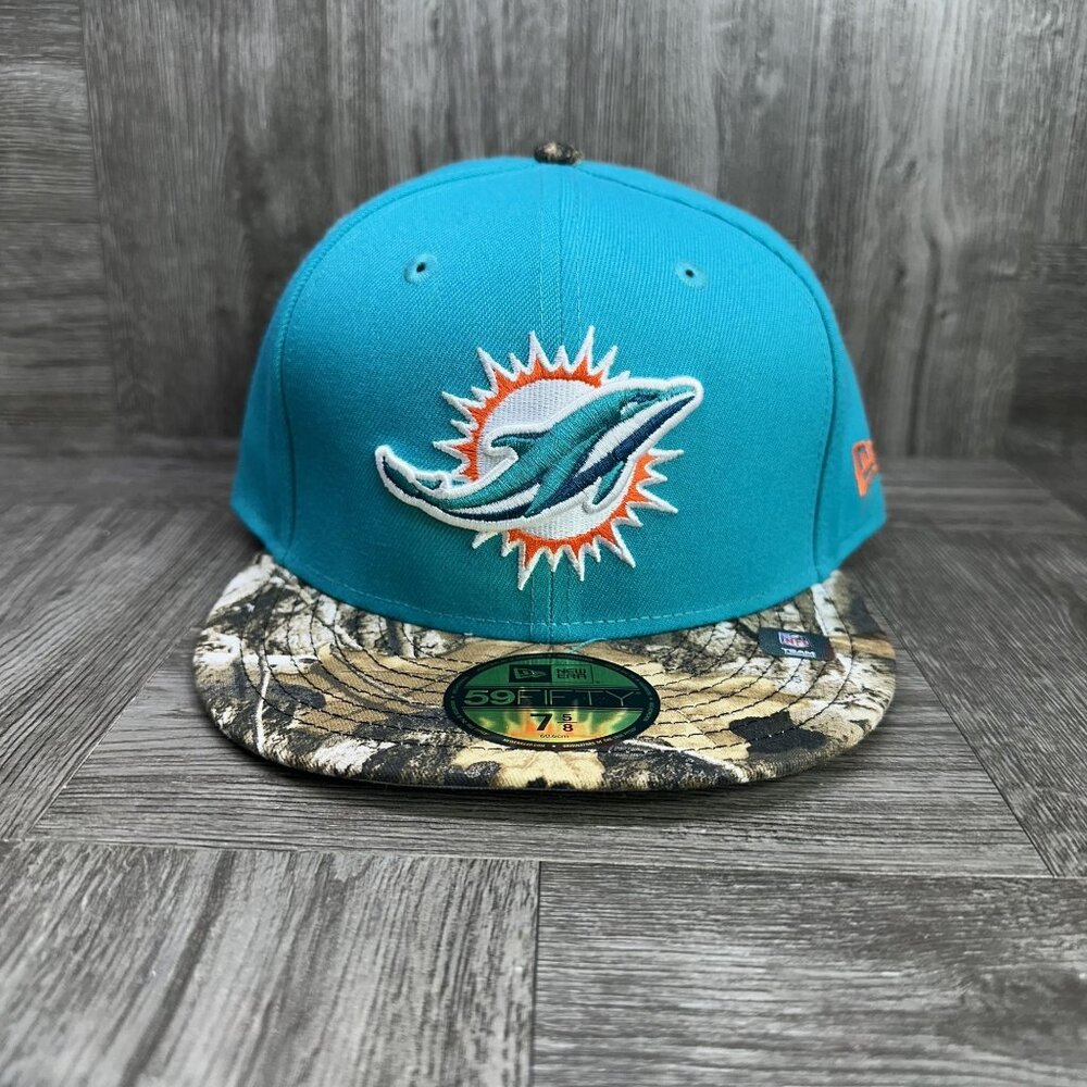 New Era Miami Dolphins Aqua Active Two Tone Camo 59Fifty Fitted Hat 7 5/8